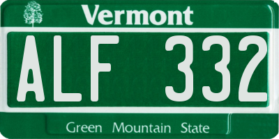 VT license plate ALF332