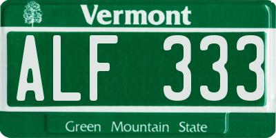 VT license plate ALF333