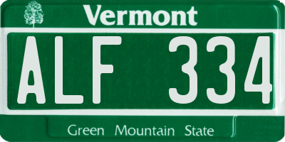 VT license plate ALF334