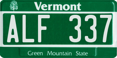 VT license plate ALF337