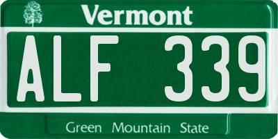 VT license plate ALF339