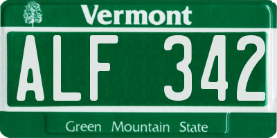 VT license plate ALF342