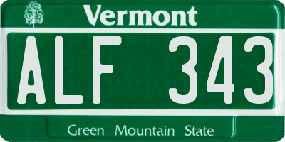 VT license plate ALF343