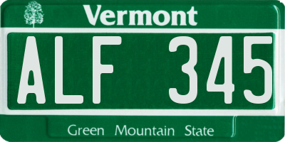 VT license plate ALF345