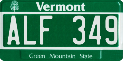 VT license plate ALF349