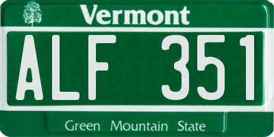 VT license plate ALF351