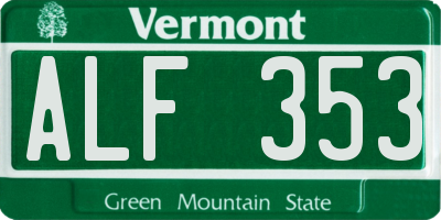 VT license plate ALF353
