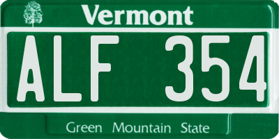 VT license plate ALF354