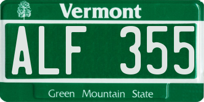 VT license plate ALF355