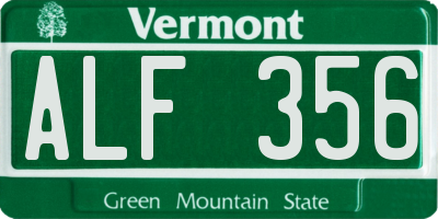 VT license plate ALF356