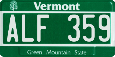 VT license plate ALF359