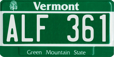 VT license plate ALF361