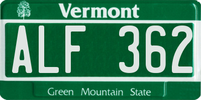 VT license plate ALF362