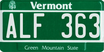 VT license plate ALF363