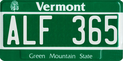VT license plate ALF365