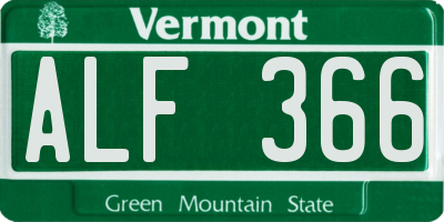 VT license plate ALF366