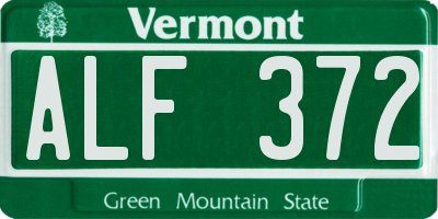 VT license plate ALF372
