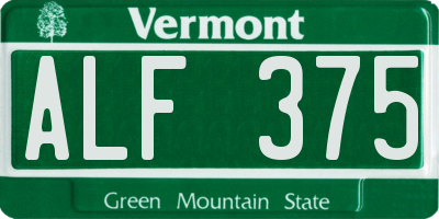 VT license plate ALF375