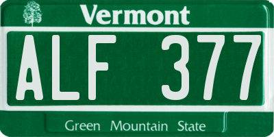 VT license plate ALF377