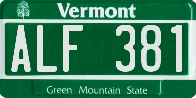VT license plate ALF381