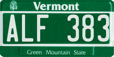 VT license plate ALF383