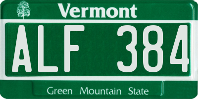 VT license plate ALF384