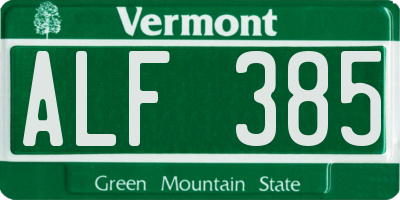 VT license plate ALF385