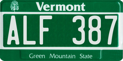 VT license plate ALF387