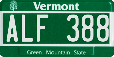 VT license plate ALF388