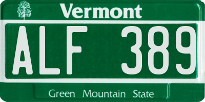 VT license plate ALF389