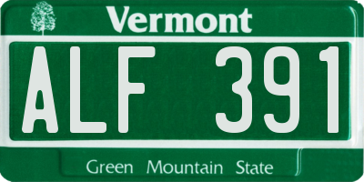 VT license plate ALF391