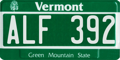 VT license plate ALF392