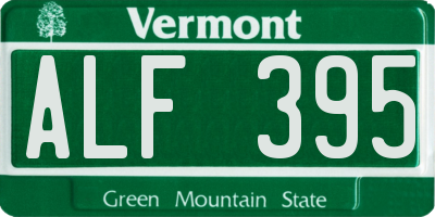 VT license plate ALF395