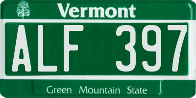 VT license plate ALF397