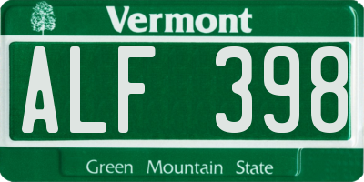VT license plate ALF398