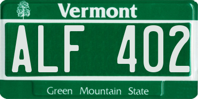 VT license plate ALF402