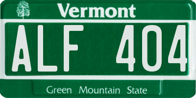 VT license plate ALF404