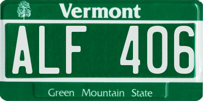 VT license plate ALF406
