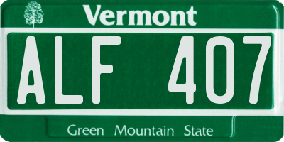 VT license plate ALF407