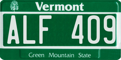 VT license plate ALF409