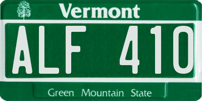 VT license plate ALF410