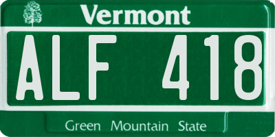 VT license plate ALF418