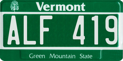 VT license plate ALF419