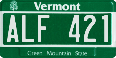 VT license plate ALF421