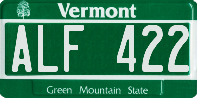 VT license plate ALF422