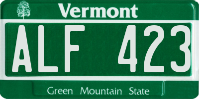 VT license plate ALF423