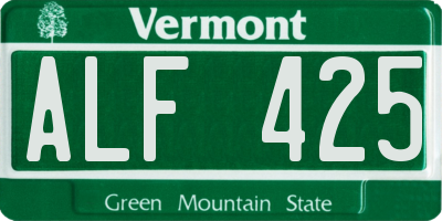 VT license plate ALF425