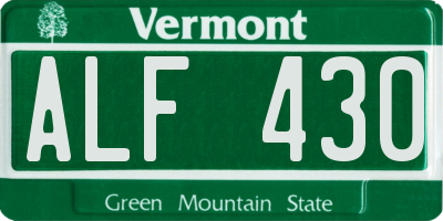 VT license plate ALF430