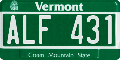 VT license plate ALF431
