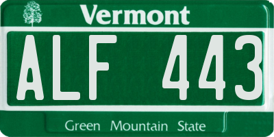 VT license plate ALF443